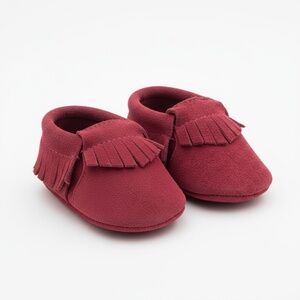 MAC & LOU Burgundy Suede Baby Booties (0 - 3 mo, 3 - 6 mo, 6 - 12 mo)